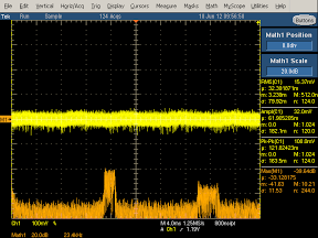 High frequency oscilloscope trace from Samsung cube charger