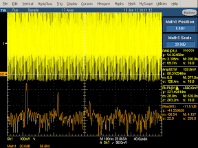 Low frequency oscilloscope trace from counterfeit UK iPhone charger