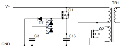 Quasi-resonant tank circuit used to clamp transformer voltage spikes in iPhone power adaptor