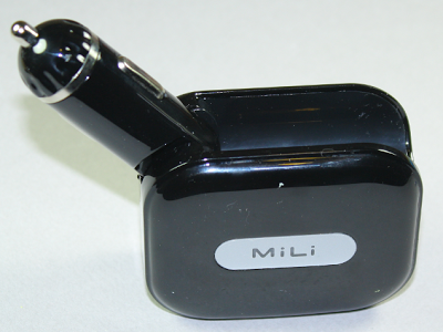 The Mili USB charger with car adapter.