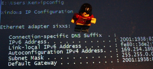 Lego Minifig examining IPv6 configuration