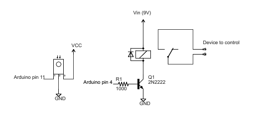 Arduino IR relay schematic