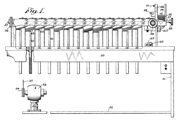 IBM card sorter, from patent 1,684,389.
