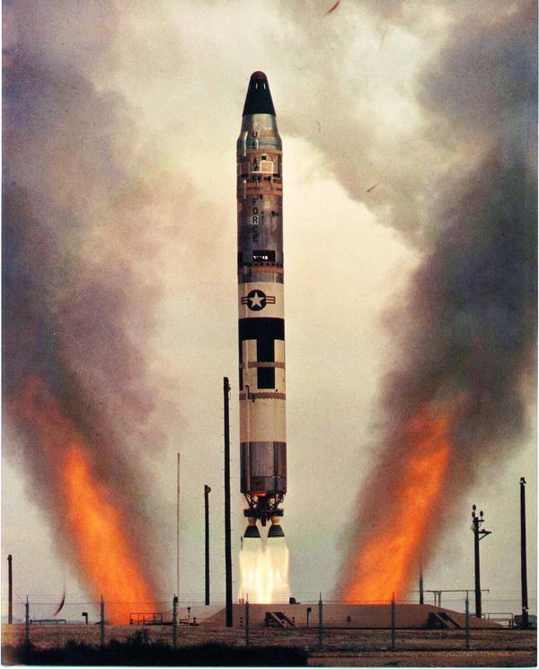 Test launch of a Titan II from a silo. U.S. Air Force photo.