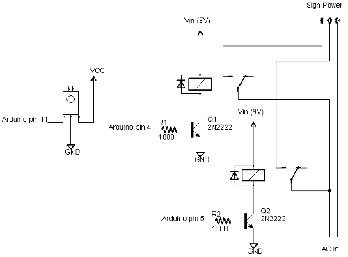 Schematic of the pedestrian sign controller.