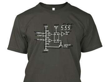 The 555 timer is popular enough to appear on t-shirts. Courtesy of EEVblog.