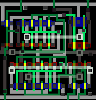 A full-adder circuit in the ARM1 processor, as it appears in the Visual ARM1 simulator.