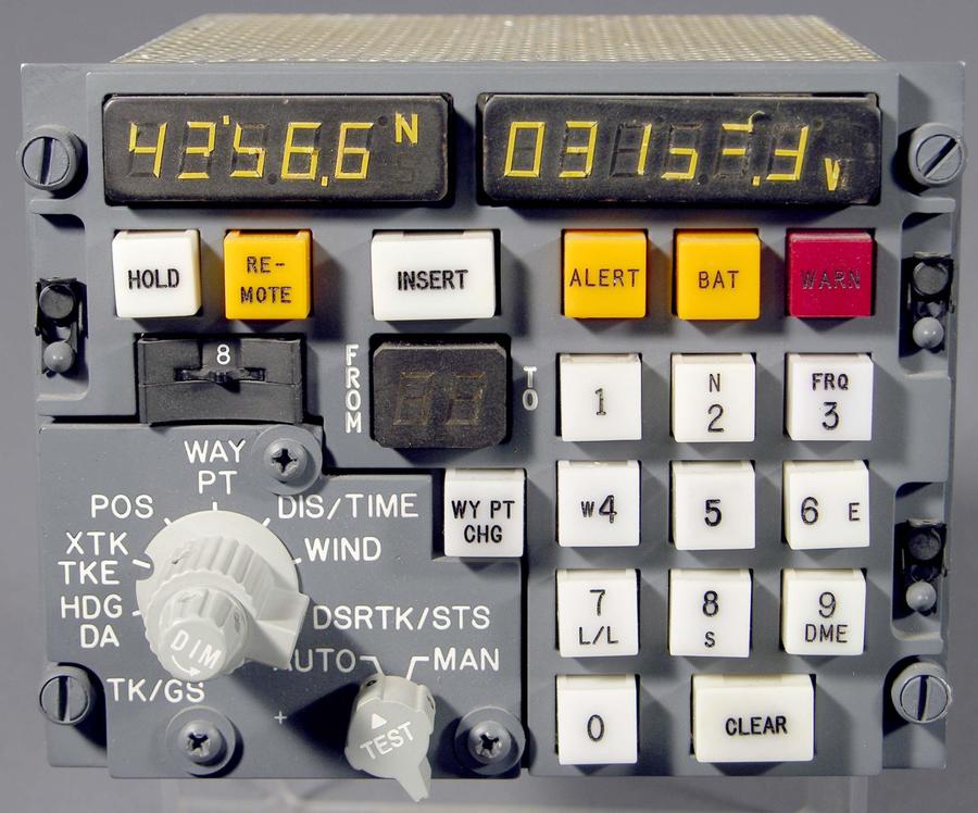 Control unit for the Delco Carousel inertial navigation system. From Smithsonian collection, gift of Delphi Electronics & Safety.