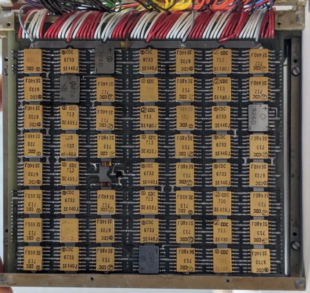 Another logic board, with a similar grid of flat-pack integrated circuits.