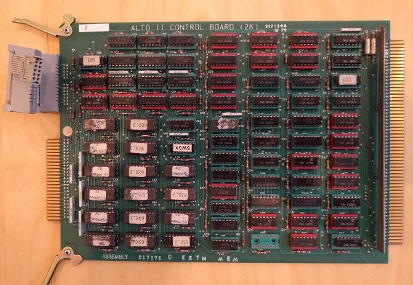 The Alto's Control board is part of the CPU. This board contains 2K words of microcode ROM, as well as control circuitry.