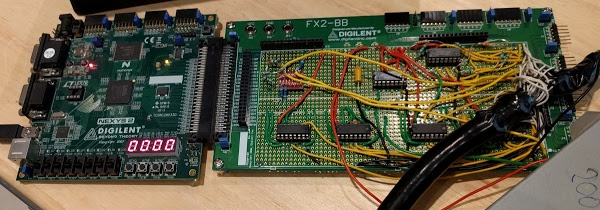 A Digilent FPGA board configured to control a Diablo disk drive.
