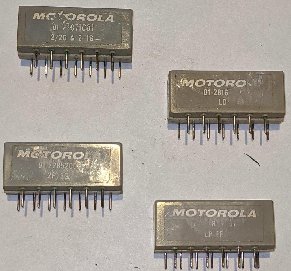 Some of the Motorola modules: 2/2G&2/1G, LD, 2P/3G, and LP FF. The printing for the part numbers smudges very easily.