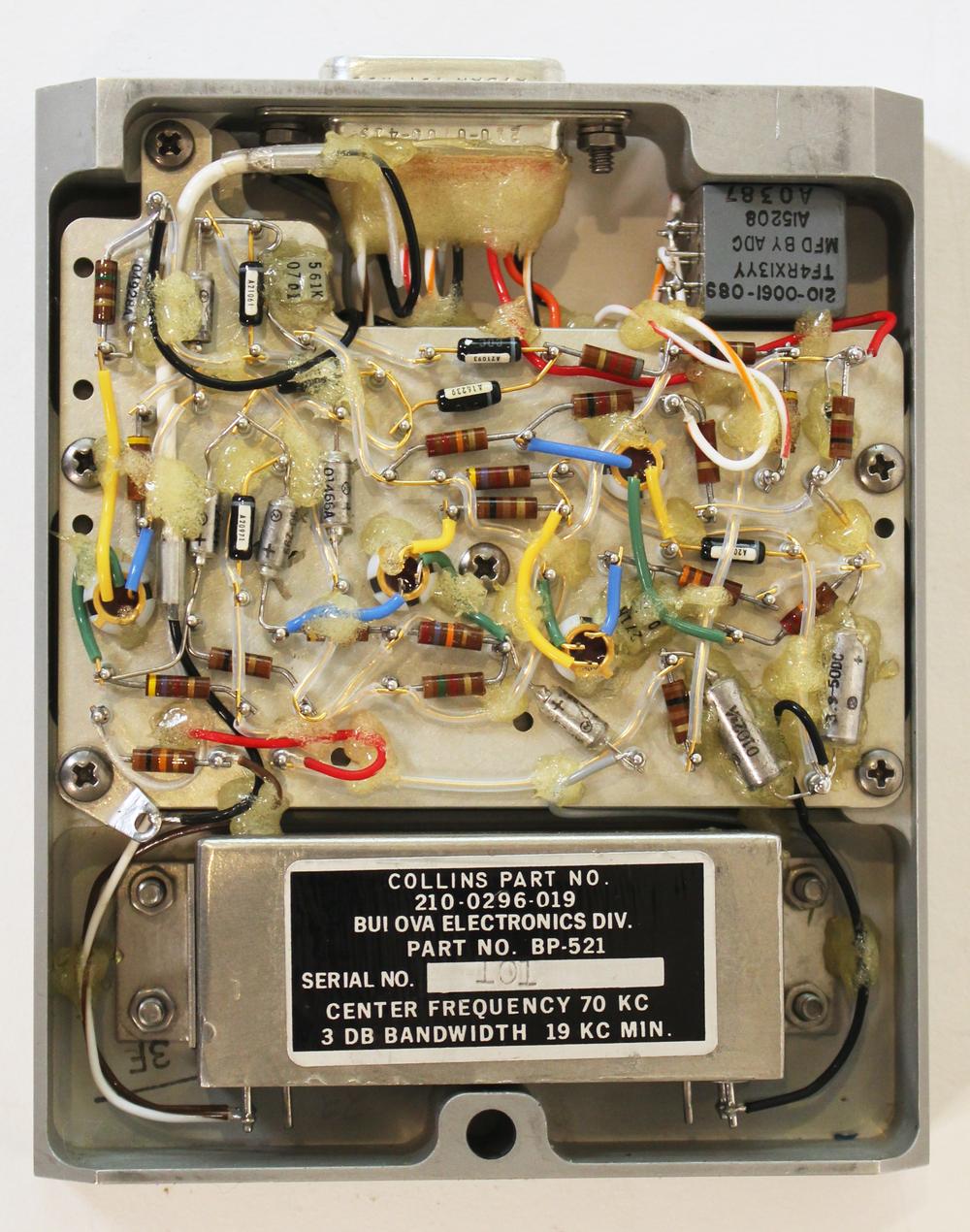 The data detector module. It contains a 70-kilohertz bandpass filter produced by Bulova.