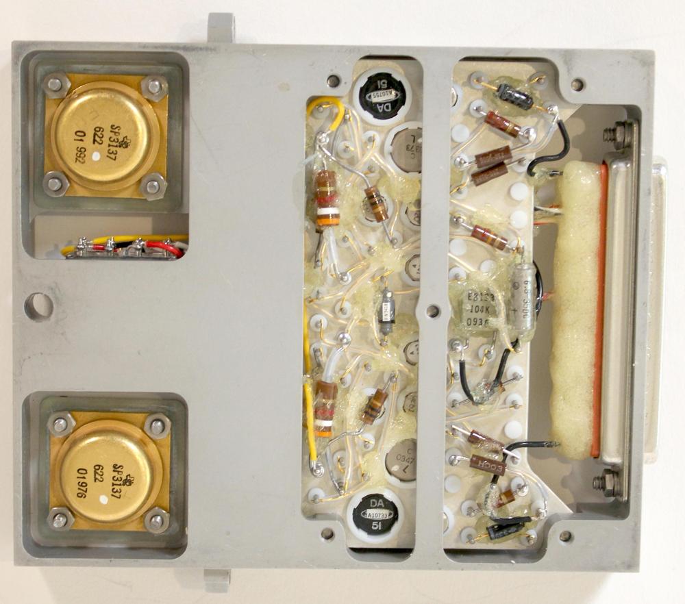 Underside of the power supply with 2N3137 power transistors.