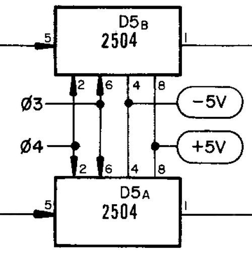 Detail of the Apple-1 schematic showing two of the shift register chips.