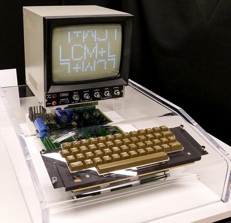 The Apple-1 computer was sold as a circuit board. The user had to supply a keyboard, power supply, display, and case. Photo by Cynde Moya, CC BY-SA 4.0.
