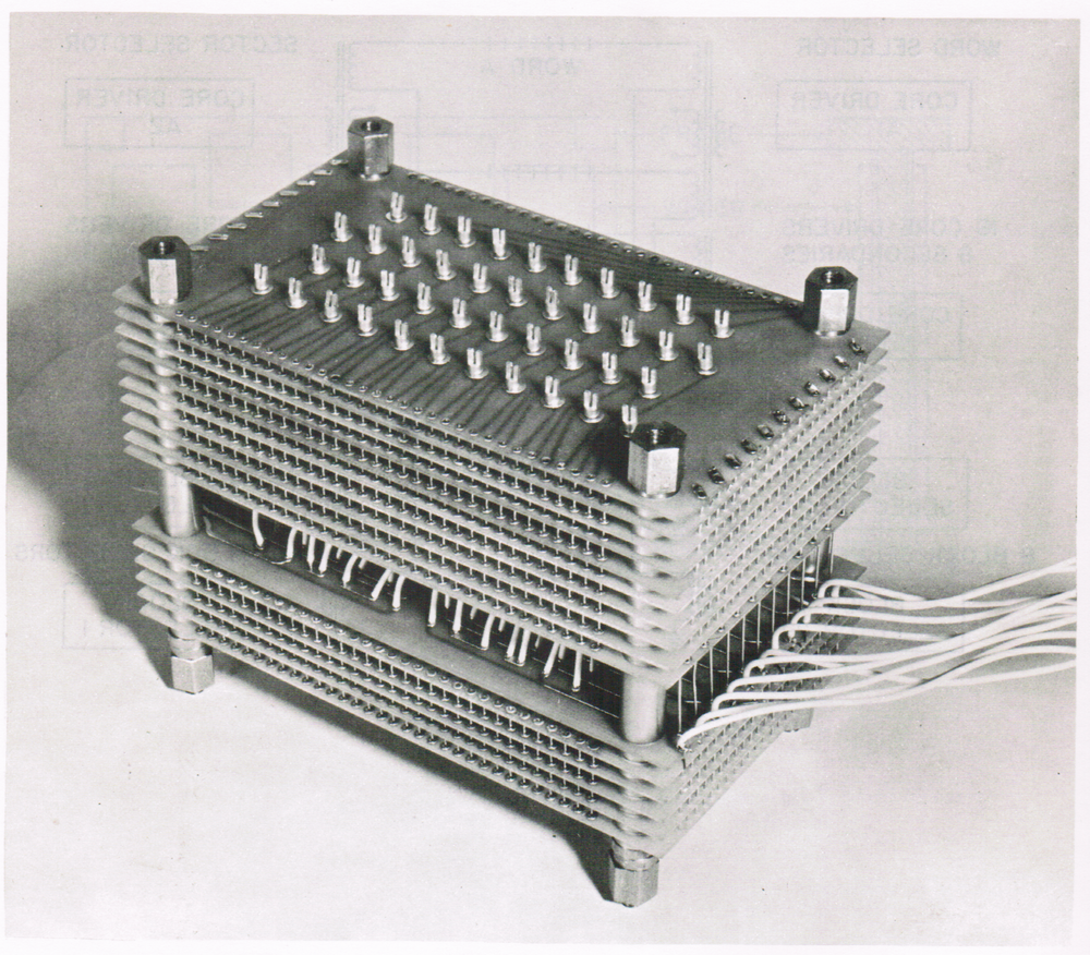 Transfluxor-based core memory module from the Arma Micro Computer. Image from "The Arma Micro Computer for Space Applications".