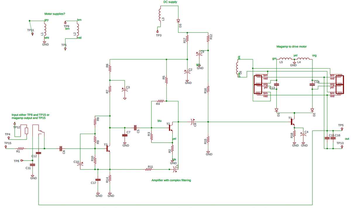 This reverse-engineered schematic probably has a few errors. Click the schematic for a larger version.