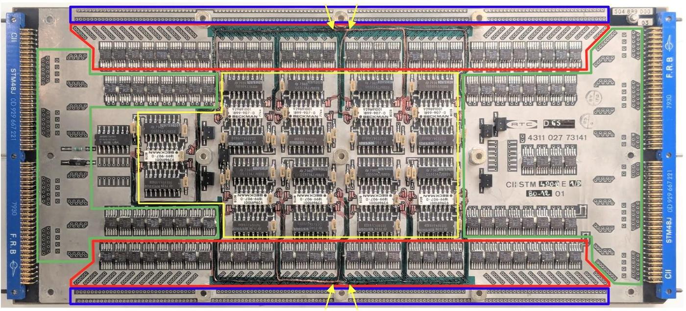 The back side of the core plane board holds the diode matrices and sense amplifiers.