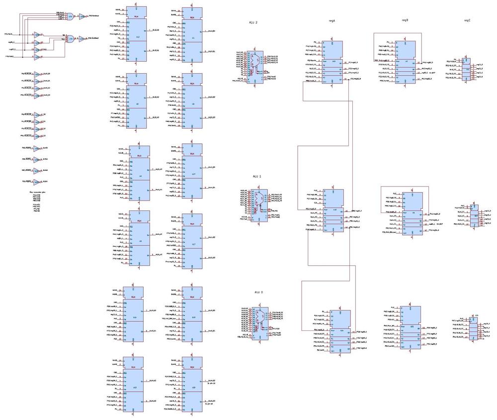 Schematic of the ALU/register board.