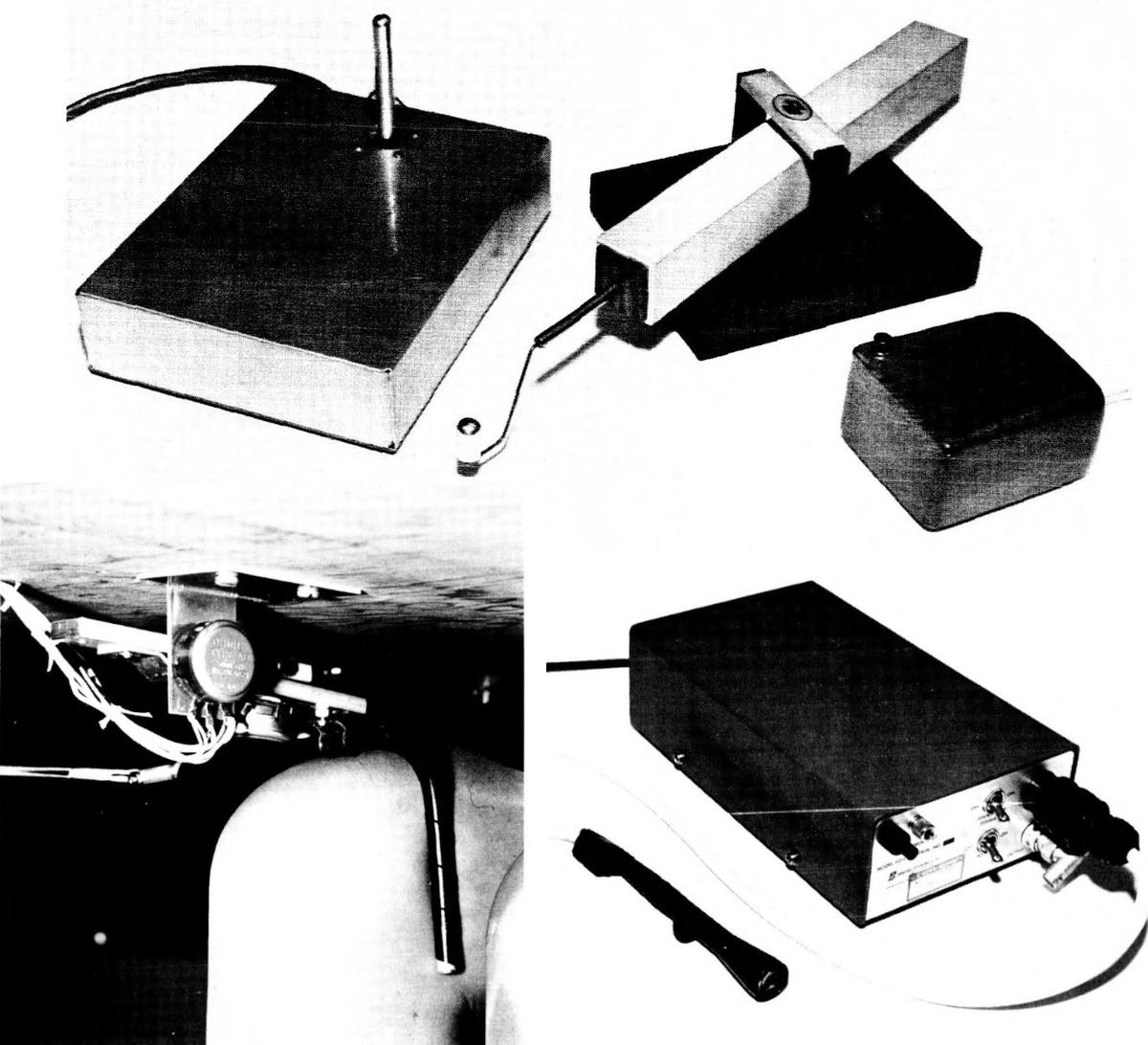 A joystick, Graphacon, mouse, knee control, and light pen were examined as input devices. Photos from the study.