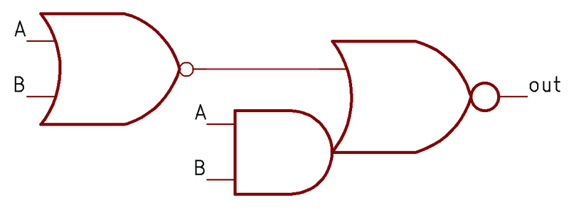 Schematic of an XOR gate.