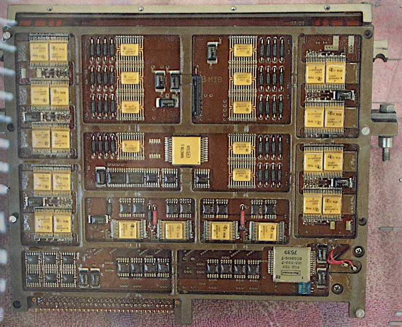 The Space Shuttle's EP/MCM (Extended Performance/Modular Core Memory) module stores 8K by 18 bits (details). This is a lower-capacity page, either from the IOP or from an early version of the AP-101. The page unfolds, with the core planes inside. Photo from klabs.
