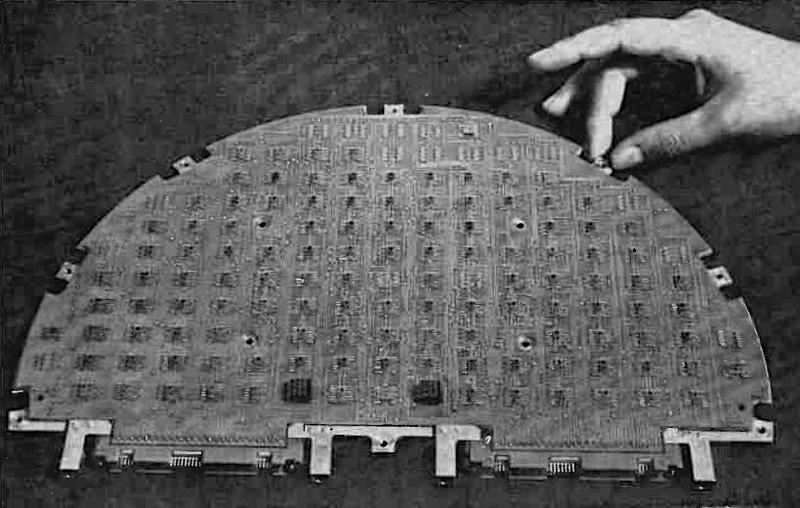 The arithmetic and control subassembly of a TC computer, configured for a tactical missile. From Electronics, March 6, 1967. Also see Electronics, Oct. 31, 1966.