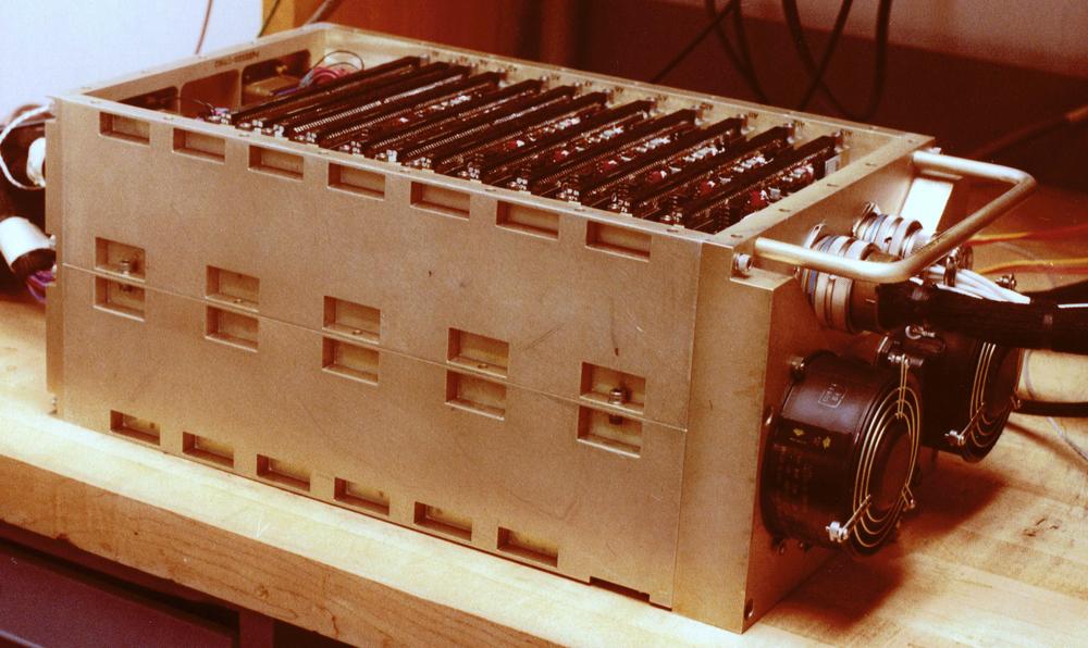 An ML-0 enclosure with the cover removed, showing the boards inside. Photo courtesy of Henry Brandt.