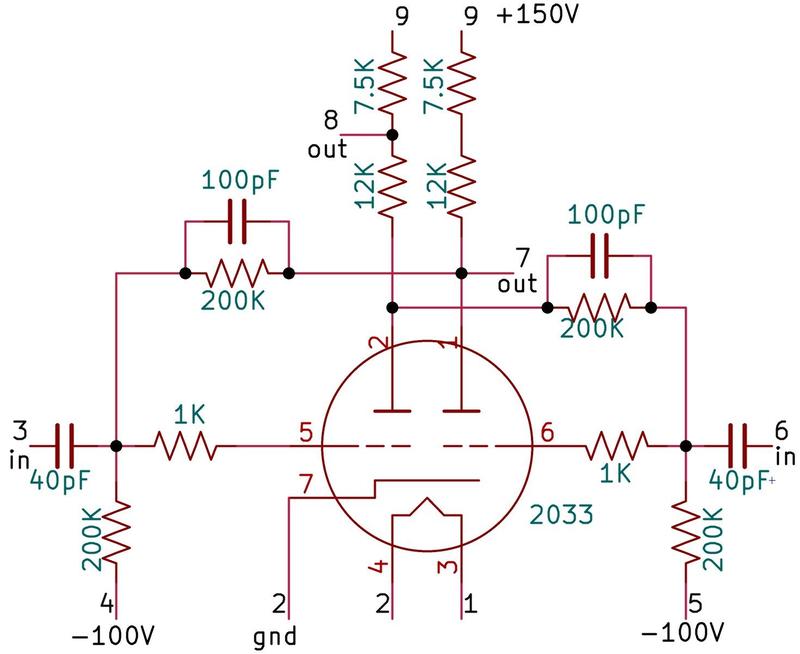 Reverse-engineered schematic of the TR-3 trigger module. Note that the pin numbers for the module are different from the pin numbers for the tube.