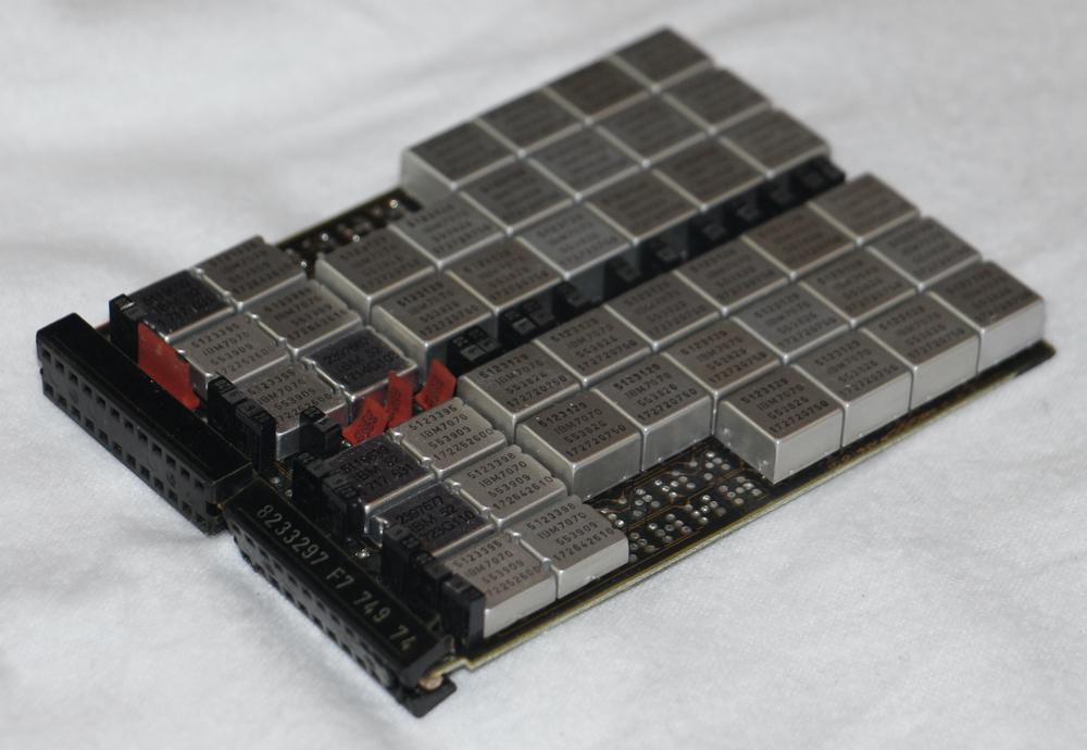 The memory board contains regular MST modules and double-height modules that hold the memory chips.
