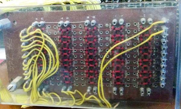 The 5x10 matrix switch in the IBM 1401 mainframe.
This board provides the drive signals for the core module.
