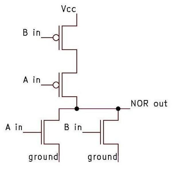 Simplified NOR gate schematic.