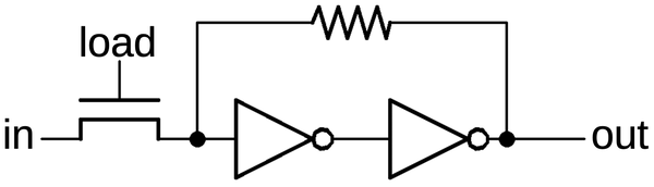A latch using a resistor for feedback.