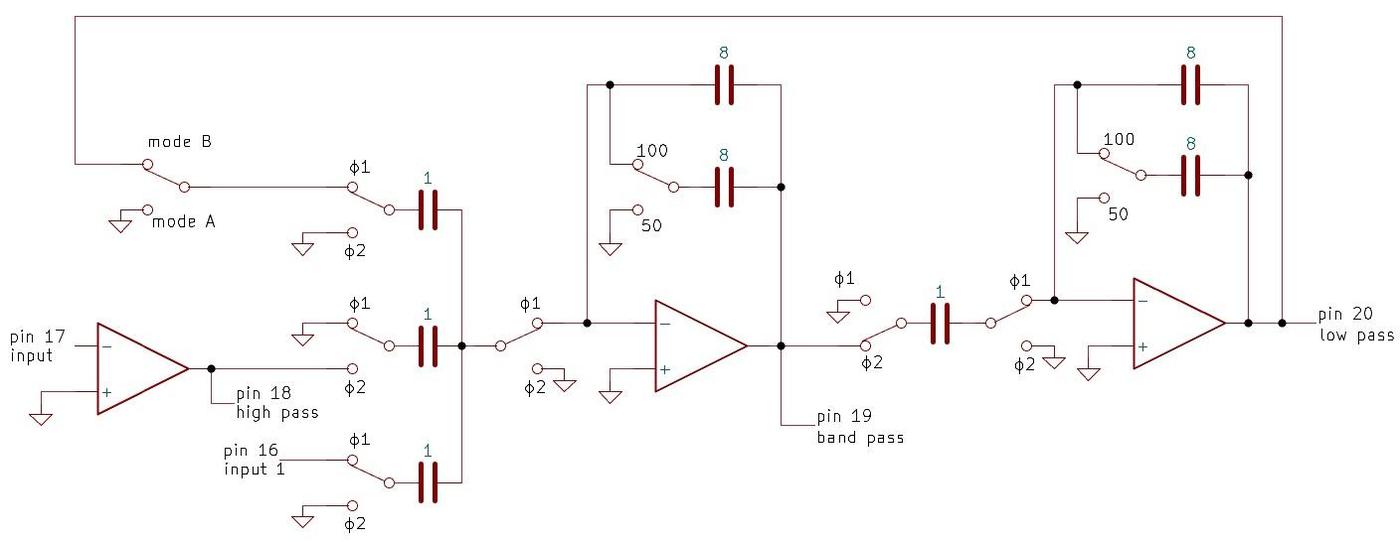 My reverse-engineered schematic of one of the filters. Click this image (or any other) for a larger version.