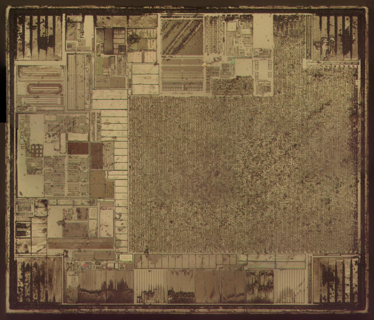 The die after stripping it down to the silicon.