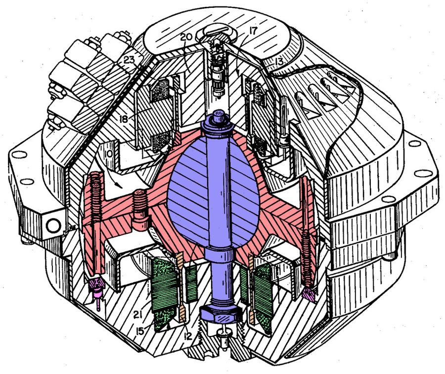 A gas-bearing gyroscope. Based on patent 3,025,708.