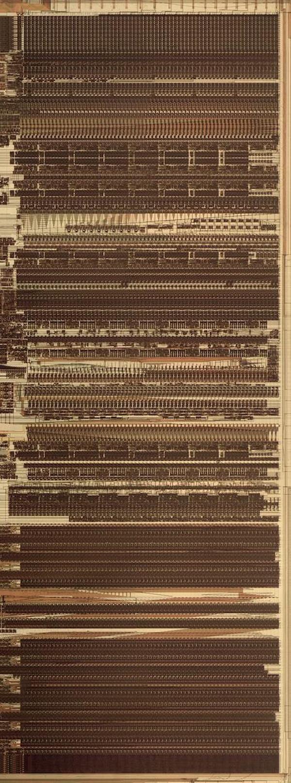 The datapath of the floating-point unit. The ROM is at the bottom.