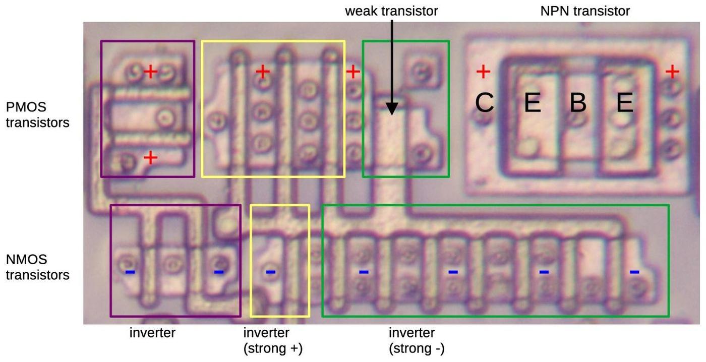 This diagram shows the silicon and polysilicon for the driver circuit.