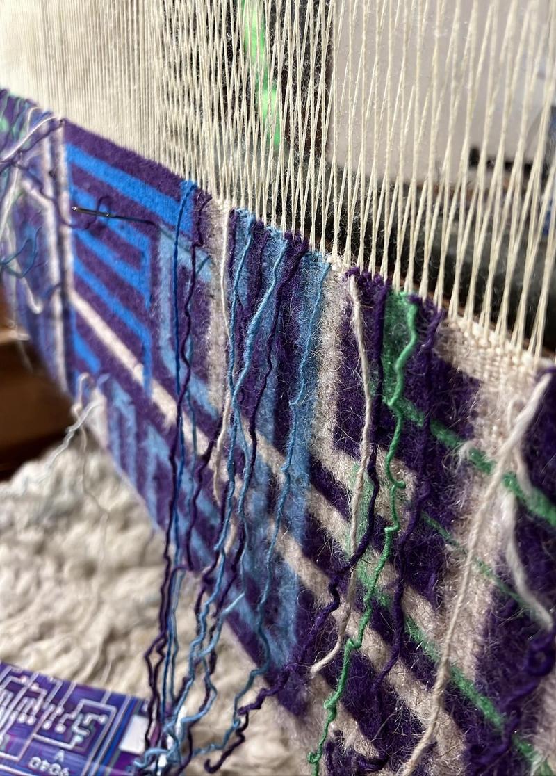 Marilou Schultz's current weaving project. Photo provided by the artist.