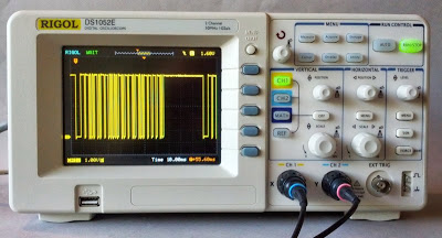 The Rigol DS1052E digital oscilloscope.