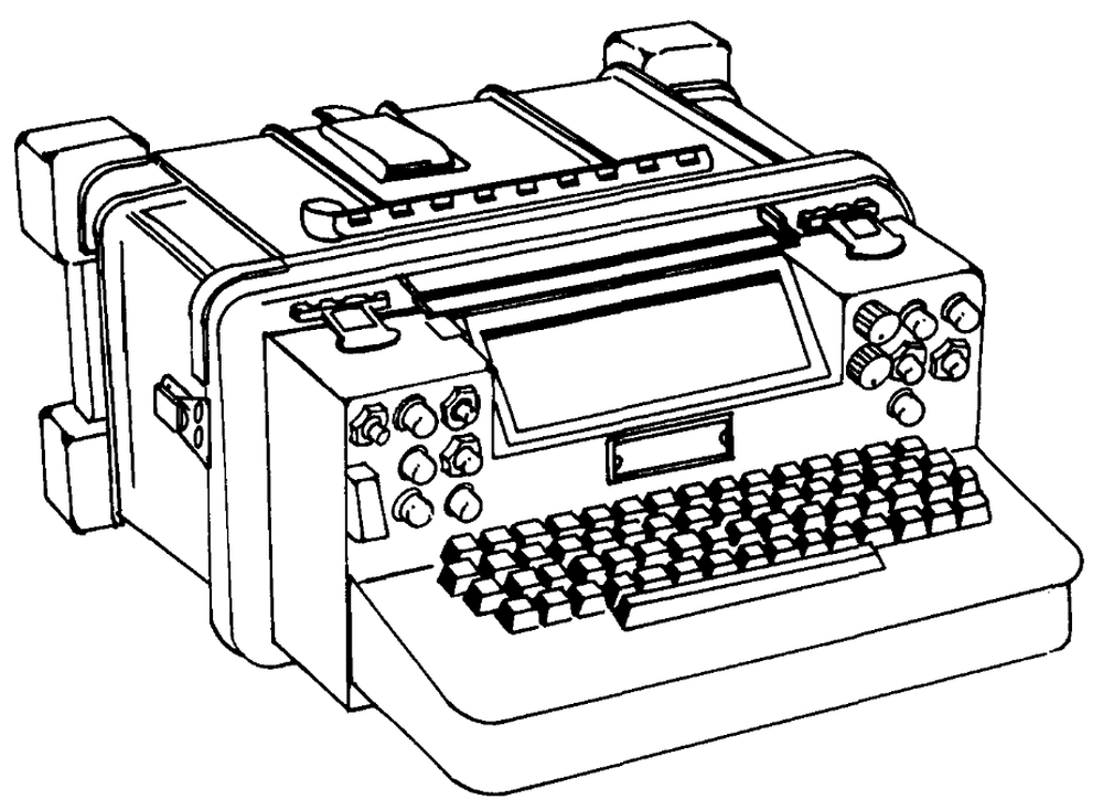 The AN/UGC-74 military communications terminal. This terminal was developed by the Army but also used by the Navy and Air Force. Image from the Operator's Manual, TM 11-5815-602-10.