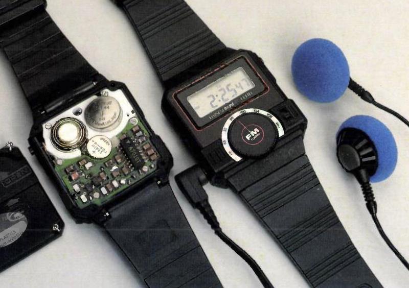 A wristwatch using the TDA7010T, the Small Outline package version of the TDA7000.
From FM receivers for mono and stereo on a single chip, Philips Technical Review.