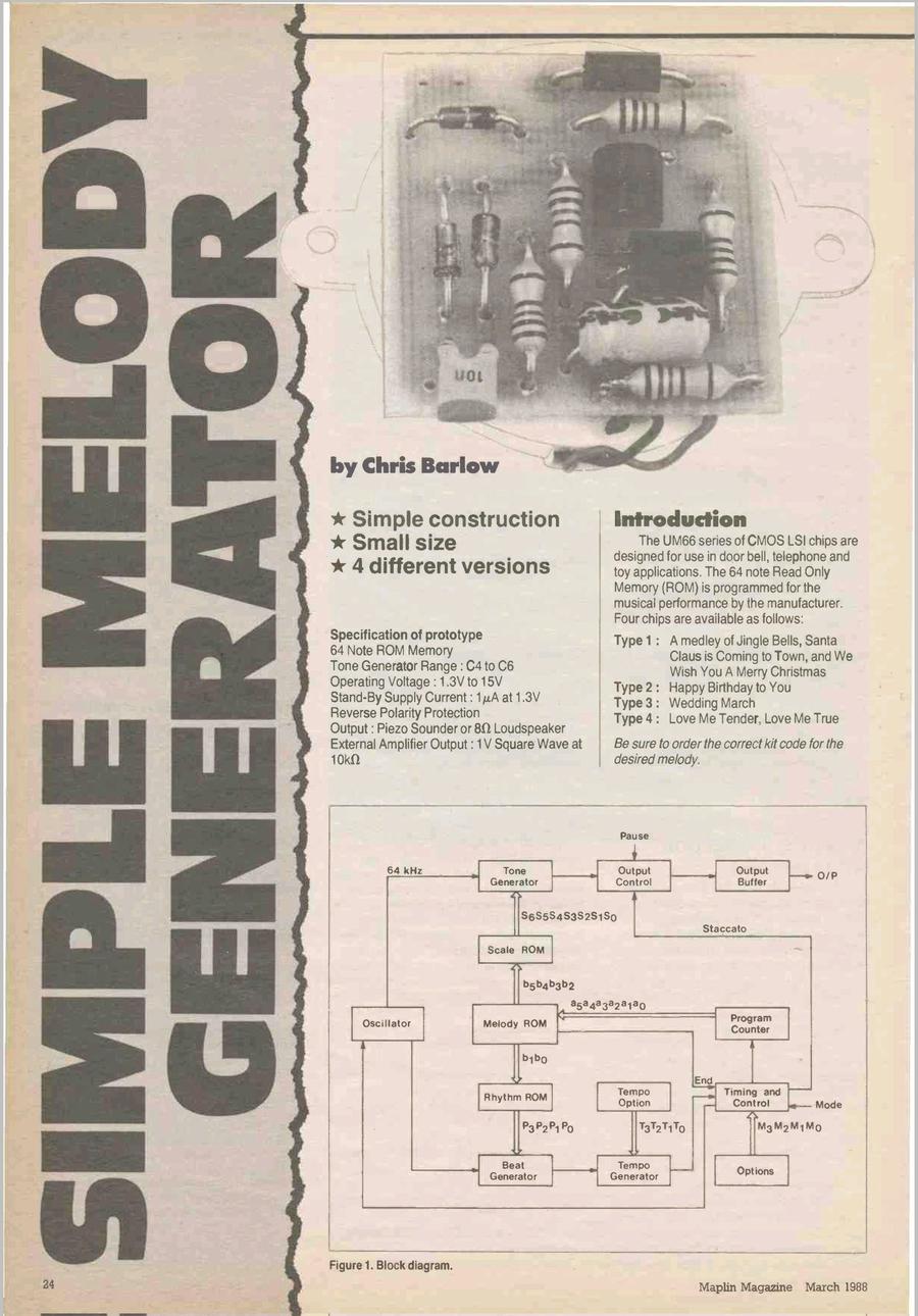 First page of the article from Maplin Electronics, March 1988.