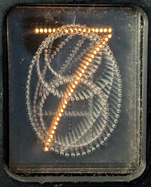 A close-up of a digit in the Test Set, showing the structure of the edge-lit lightguide display.