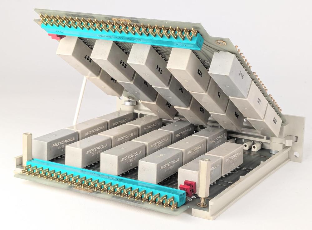 This photo shows how the modules of the two circuit boards are arranged so the boards can be packed together tightly.